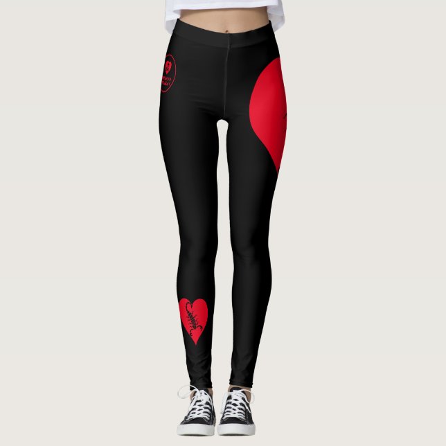 Coeur - Rouge noir - Emo - Goth - Leggings (Devant)