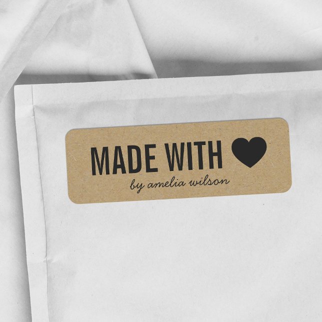 Coeur Rustique Bold Fabriqué avec amour Faux Kraft (Créateur téléchargé)