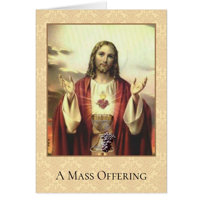 Coeur sacré de carte de offre de masse catholique (Devant)