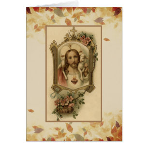 Coeur sacré de feuille d'automne de chute de Jésus