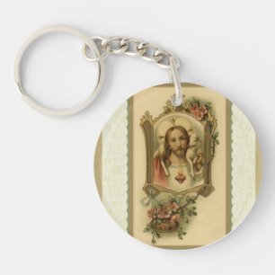 Coeur sacré de Jésus w/lamb sur le porte - clé