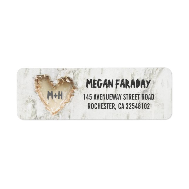 Coeur sculpté de Birch Tree rustique (Devant)