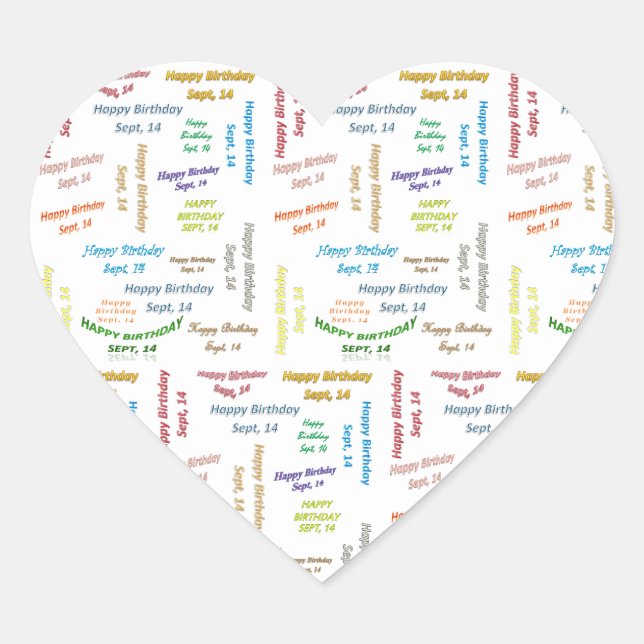 Cœur Septembre, 14 Anniversaire Sticker (Devant)