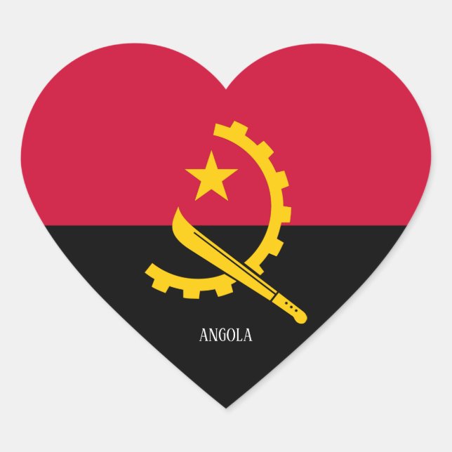 Cœur Splendide Sticker Coeur Patriotique Angola (Devant)