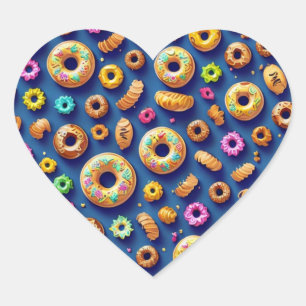 Cœur Sticker à donuts multicolores