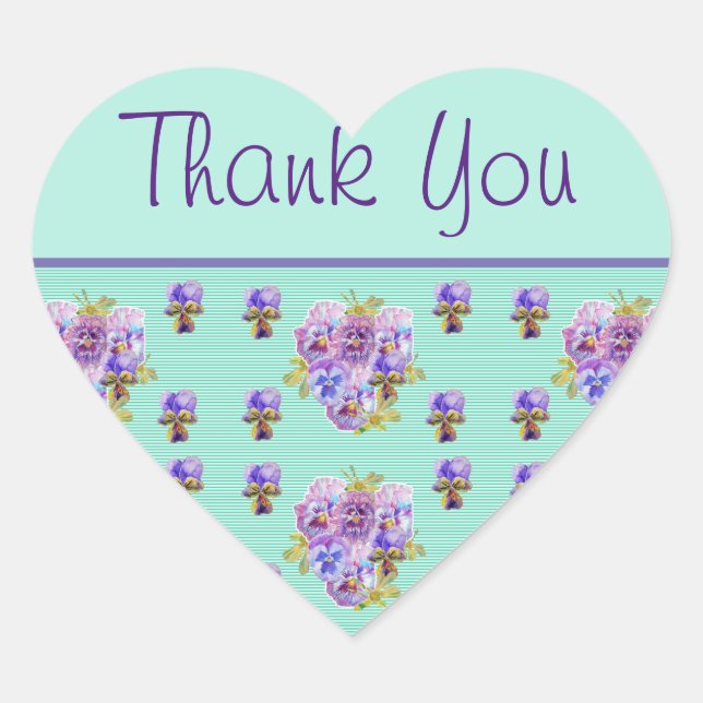 Cœur Sticker à Merci floral Pansy (Devant)