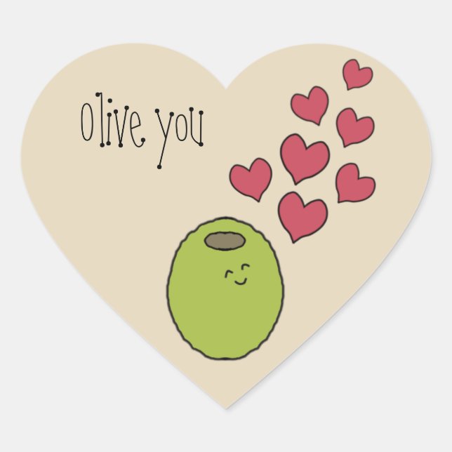 Cœur Sticker à pistolet "Olive You" (Devant)