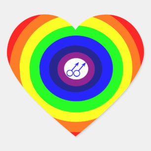 Cœur Sticker arc-en-ciel rond pour hommes gays