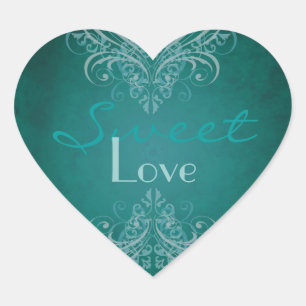 Cœur Sticker Buffet Turquoise vintage Scroll Candy Turq