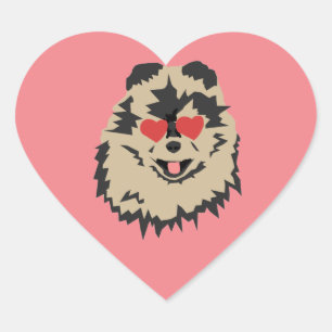 Cœur Sticker Carré de coeur de Chien Pomeranian Valenti