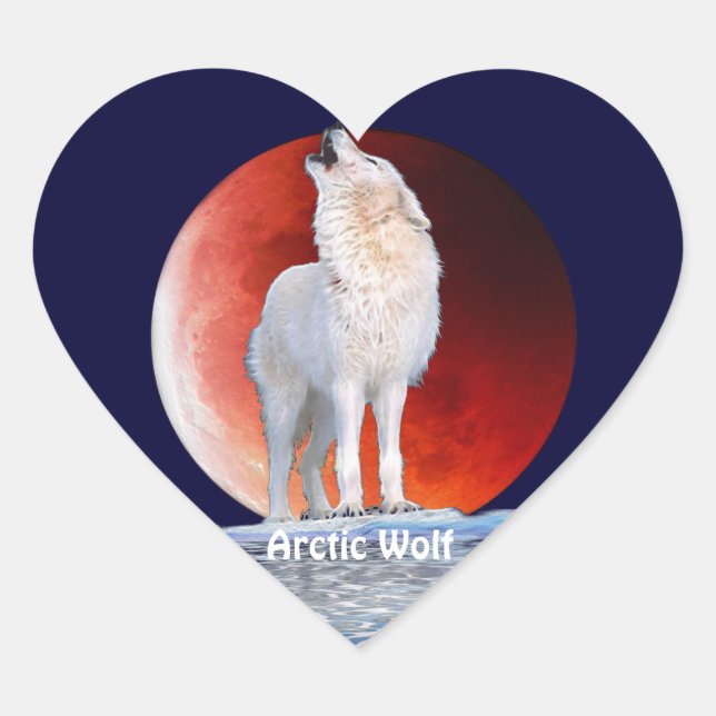 Cœur Sticker Coeur de Lune pour Wolf Arctique et Red Ec (Devant)