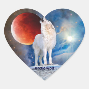Cœur Sticker Coeur de Lune pour Wolf Arctique et Red Ec