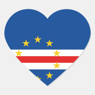 Cœur Sticker Coeur du drapeau du Cap-Vert