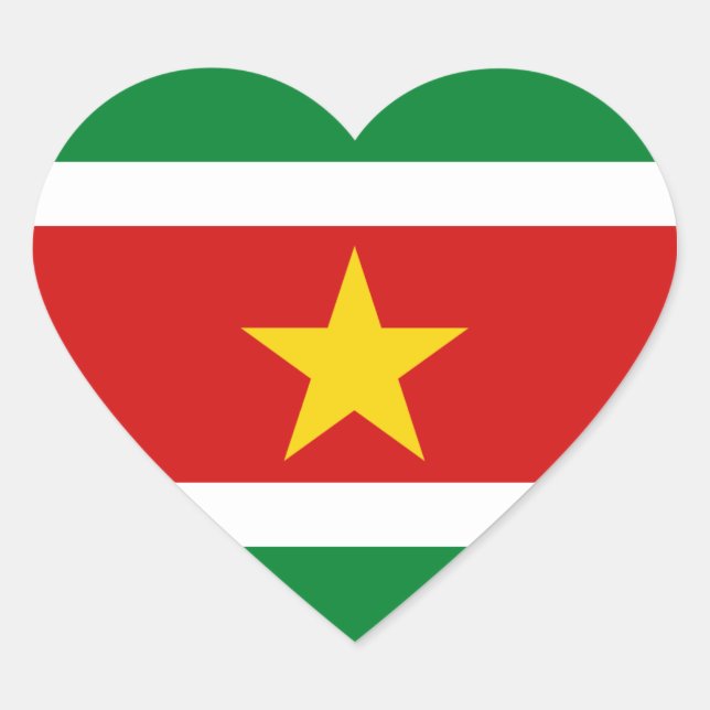Cœur Sticker Coeur du drapeau du Suriname (Devant)