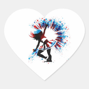 Cœur Sticker Coeur pom-pom girl avec design patriotique