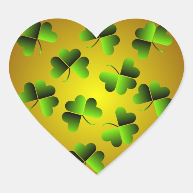 Cœur Sticker Coeur Shamrock Vert et Or (Devant)