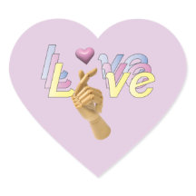 Sticker d'amour du coeur, je t'aime du doigt