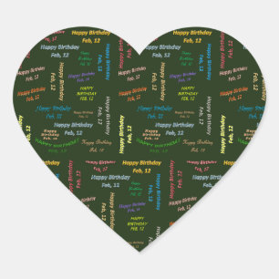Cœur Sticker d'anniversaire du 12 février