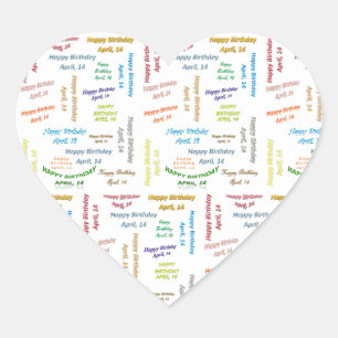 Cœur Sticker d'anniversaire du 14 avril