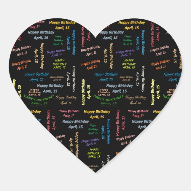 Cœur Sticker d'anniversaire du 15 avril (Devant)