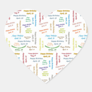 Cœur Sticker d'anniversaire du 19 avril