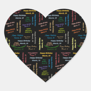 Cœur Sticker d'anniversaire du 19 mars