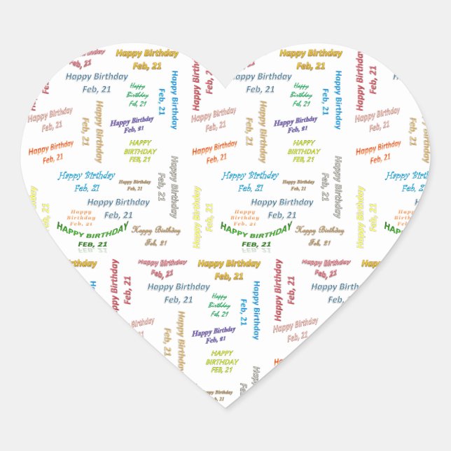 Cœur Sticker d'anniversaire du 21 février (Devant)