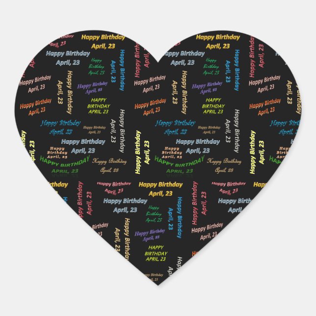 Cœur Sticker d'anniversaire du 23 avril (Devant)