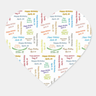 Cœur Sticker d'anniversaire du 24 avril