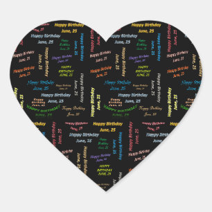 Cœur Sticker d'anniversaire du 25 juin