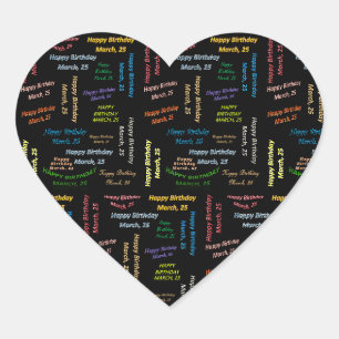 Cœur Sticker d'anniversaire du 25 mars