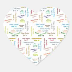 Cœur Sticker d'anniversaire du 26 avril