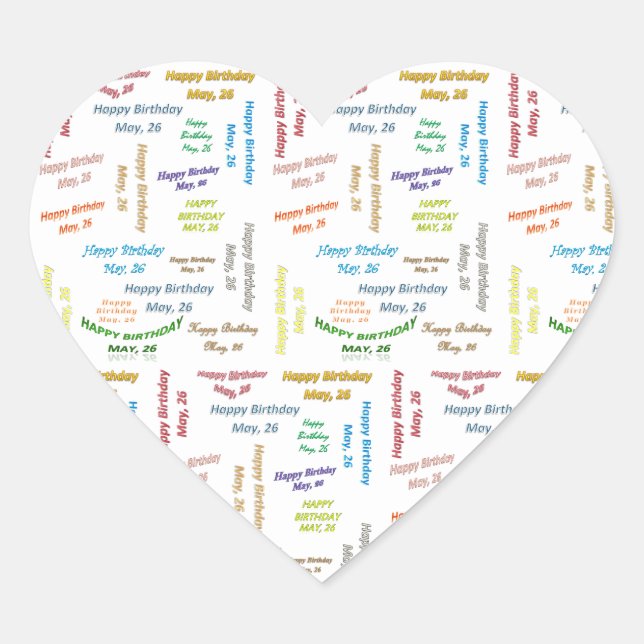 Cœur Sticker d'anniversaire du 26 mai (Devant)