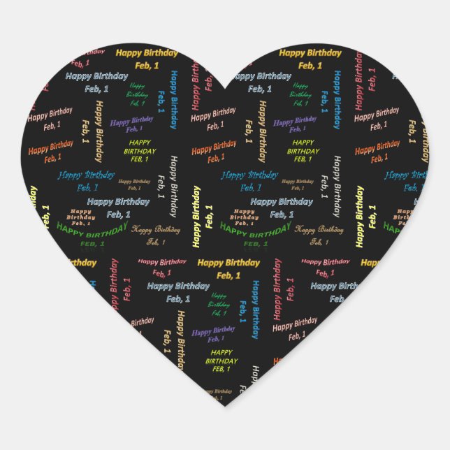 Cœur Sticker d'anniversaire le 1er février (Devant)