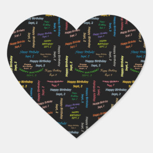 Cœur Sticker d'anniversaire le 2 septembre