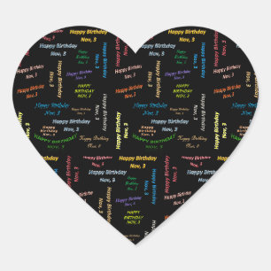 Cœur Sticker d'anniversaire le 3 novembre