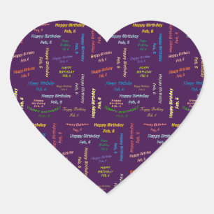 Cœur Sticker d'anniversaire le 6 février