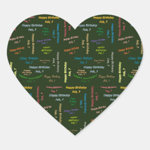Cœur Sticker d'anniversaire le 7 février