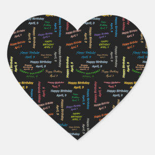 Cœur Sticker d'anniversaire le 9 avril