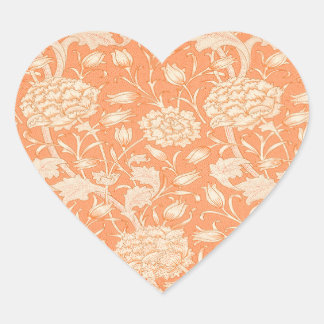 Cœur Sticker de coeur floral William Morris Orange