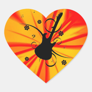Cœur Sticker de coeur guitare