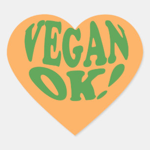Cœur Sticker de coeur orange Vegan OK