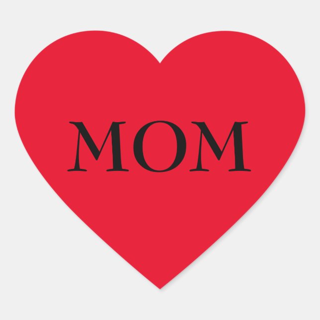 Cœur Sticker de coeur rouge disant MOM (Devant)