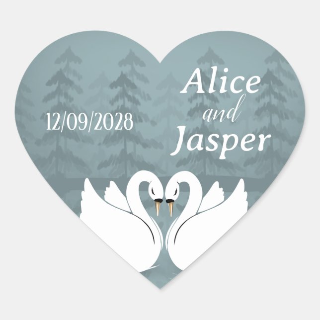 Cœur Sticker de mariage romantique et élégant (Devant)