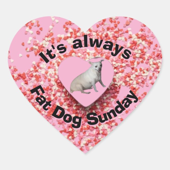 Cœur Sticker dimanche pour chien gras (Devant)