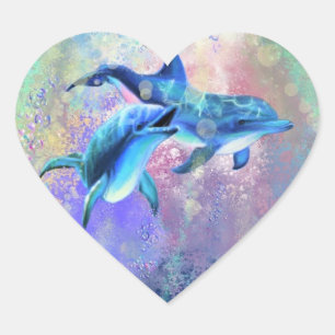 Cœur Sticker Dolphin Couple - Peinture