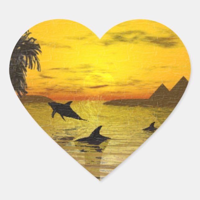 Cœur Sticker Dolphin Sunset (Devant)