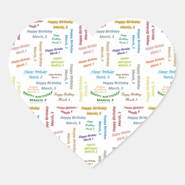 Cœur Sticker du 5 mars (Devant)