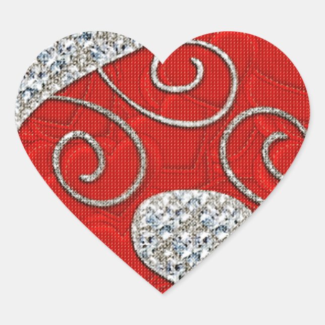 Cœur Sticker en argent rouge 1 coeur (Devant)