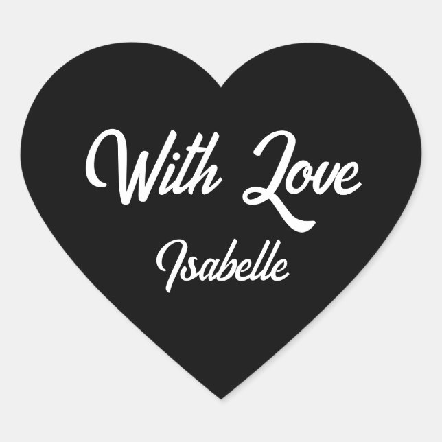 Cœur Sticker en forme de coeur disant "Avec amour" (Devant)